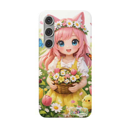 Lente Girl Telefoonhoesje – Kawaii Anime Bloemen Design – Transparante Flexi Case – iPhone & Samsung Galaxy – Creatieve Aap Lente 2026