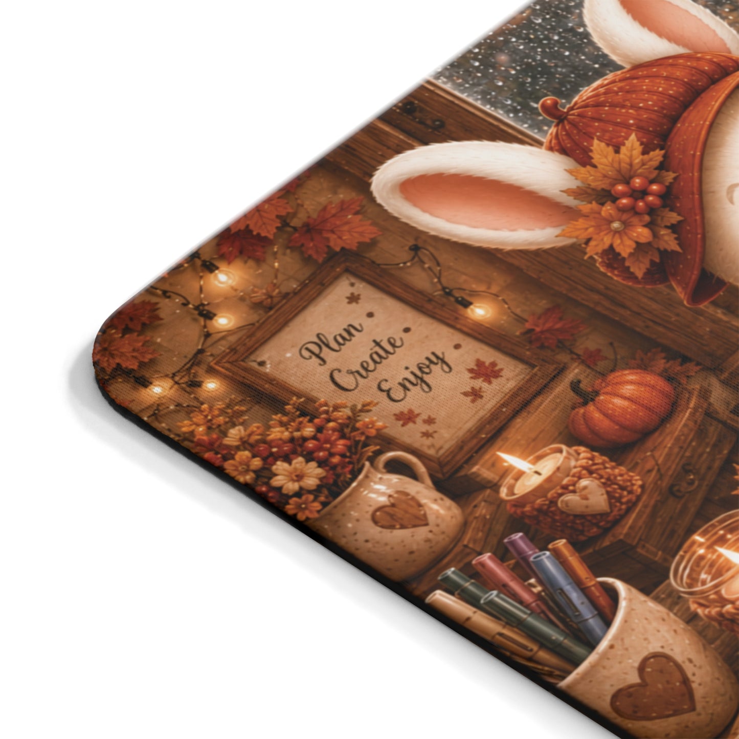 Maggie Cozy Planning Herfst Muismat | Neopreen Bureauonderlegger | Creatieve Aap Herfstcollectie 2026
