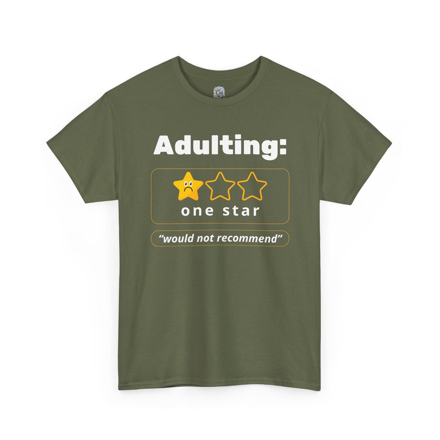 Unisex Heavy Cotton Tee – Adulting: One Star (Would Not Recommend)