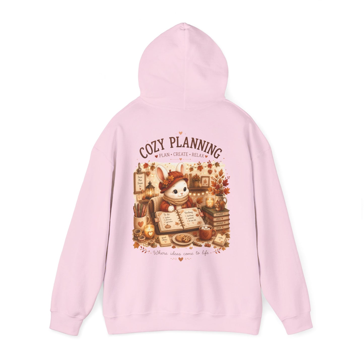 Maggie Cozy Planning Hoodie – Unisex Dubbelzijdig Bedrukt | Herfst Hoodie | Planner Hoodie | Gildan 18500