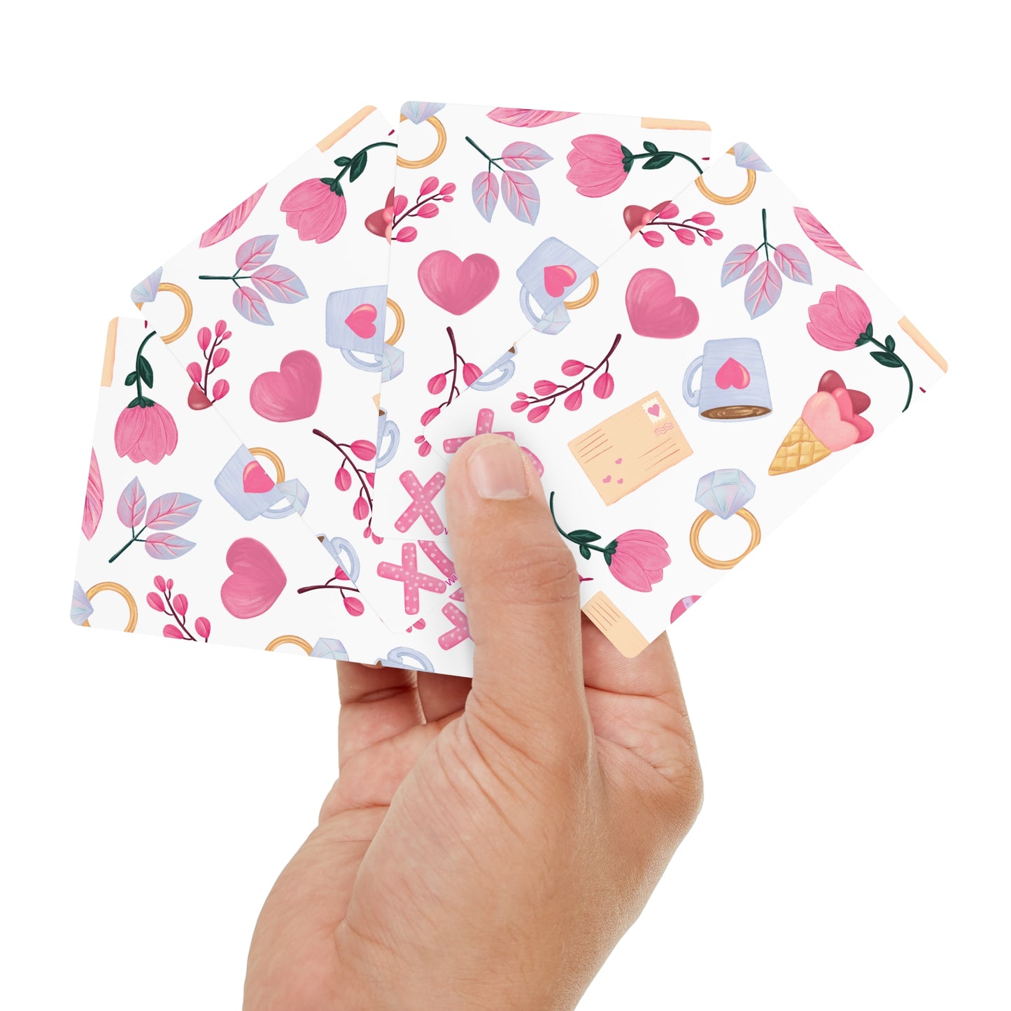 XO Love Speelkaarten – Romantisch Pokerdeck met Hartjes & Liefdevolle Illustraties