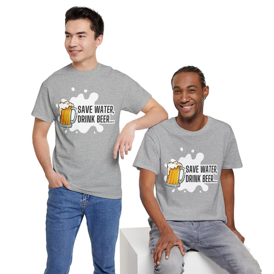 Unisex Unisex Heavy Cotton Tee – Save Water, Drink Beer