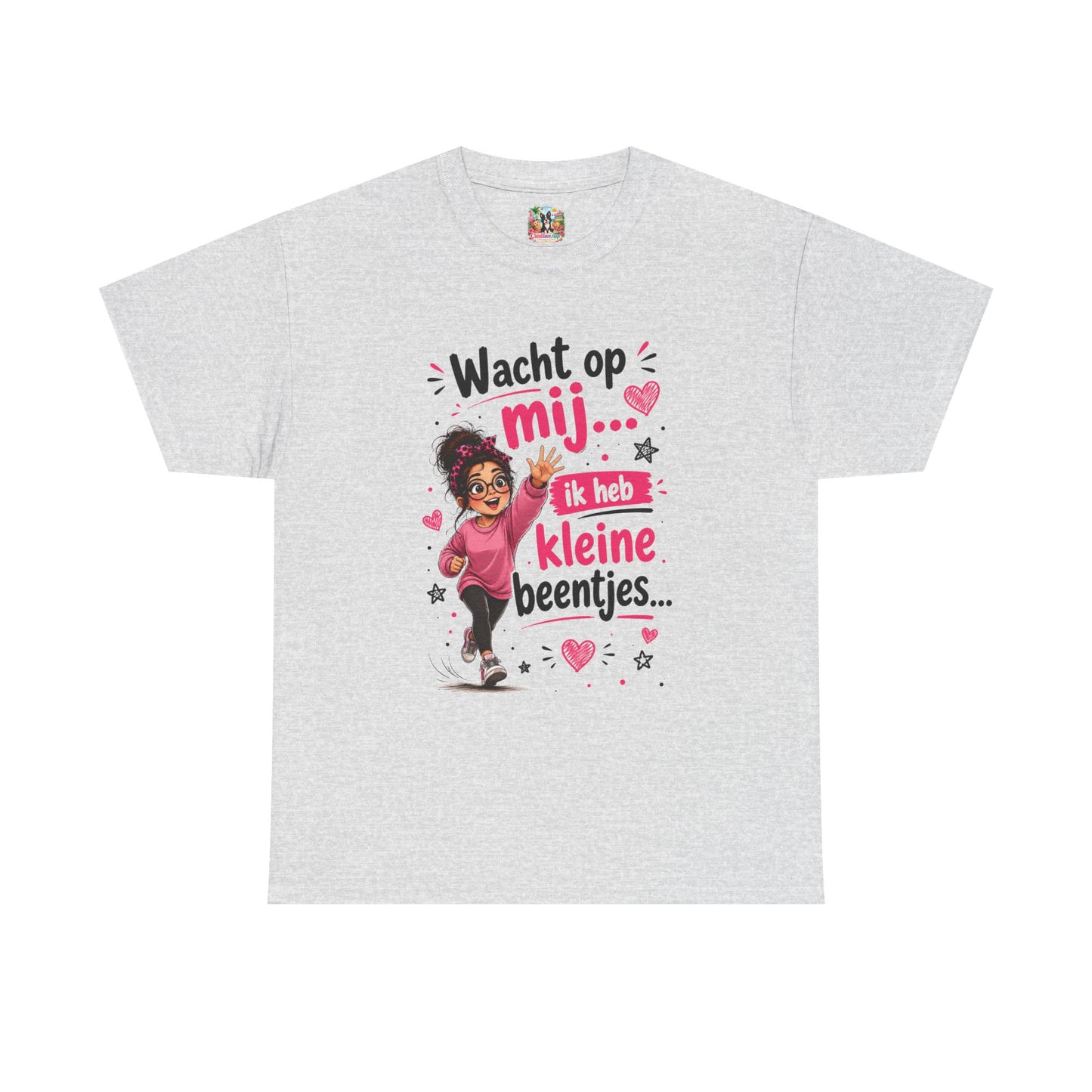 Wacht op mij... Ik heb kleine beentjes – Grappig Uniseks Humor T-shirt