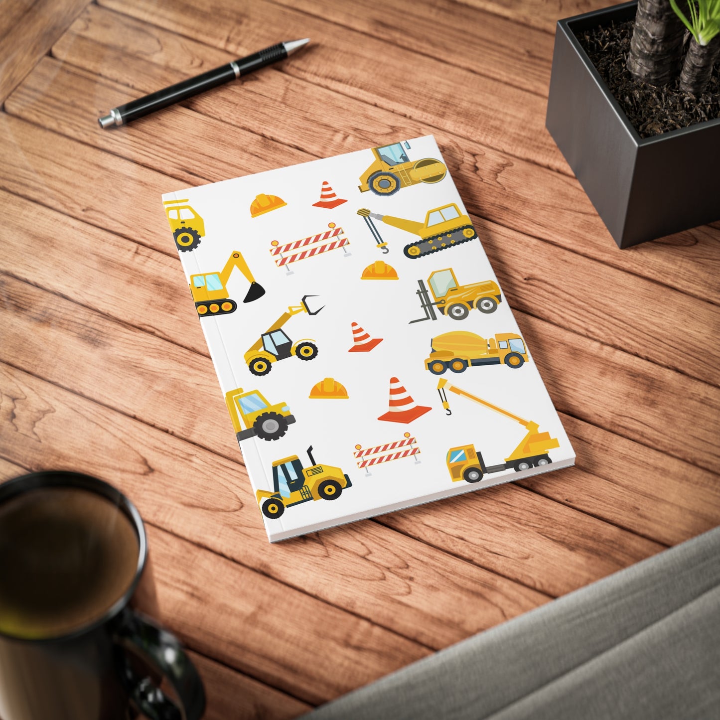Bouwvoertuigen A5 Notitieboek – Gelinieerd – 150 Pagina's – Matte Kaft