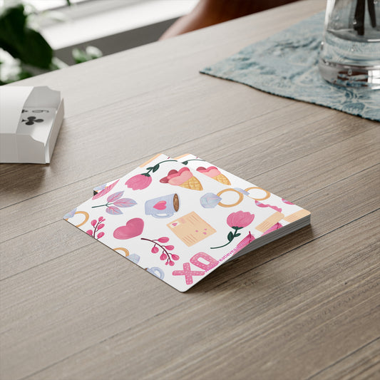 XO Love Speelkaarten – Romantisch Pokerdeck met Hartjes & Liefdevolle Illustraties
