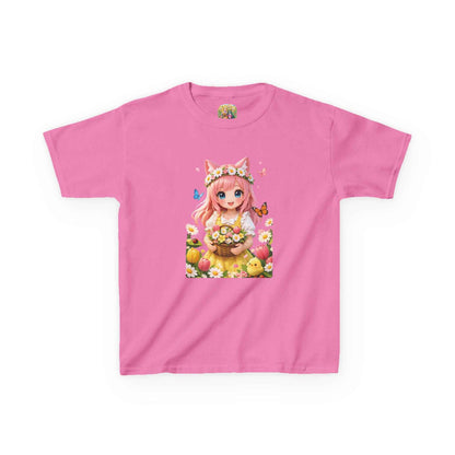Kinder T-shirt Lente Anime Girl– Kawaii Bloemen Design – Heavy Cotton Kids Shirt XS-XL – Creatieve Aap