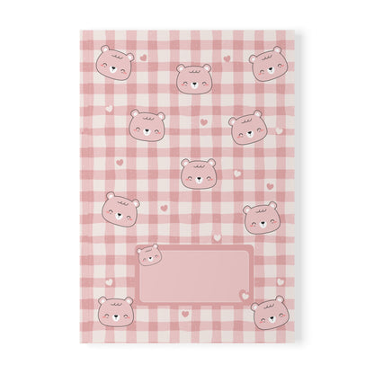 Kawaii Beren A5 Notitieboek – Roze Geruit – Gelinieerd – 150 Pagina's