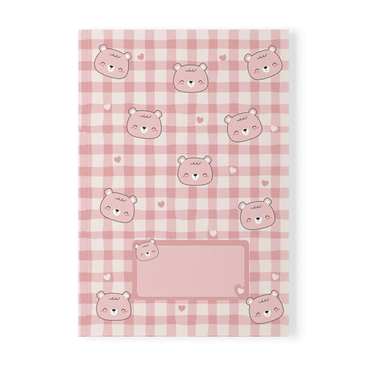 Kawaii Beren A5 Notitieboek – Roze Geruit – Gelinieerd – 150 Pagina's