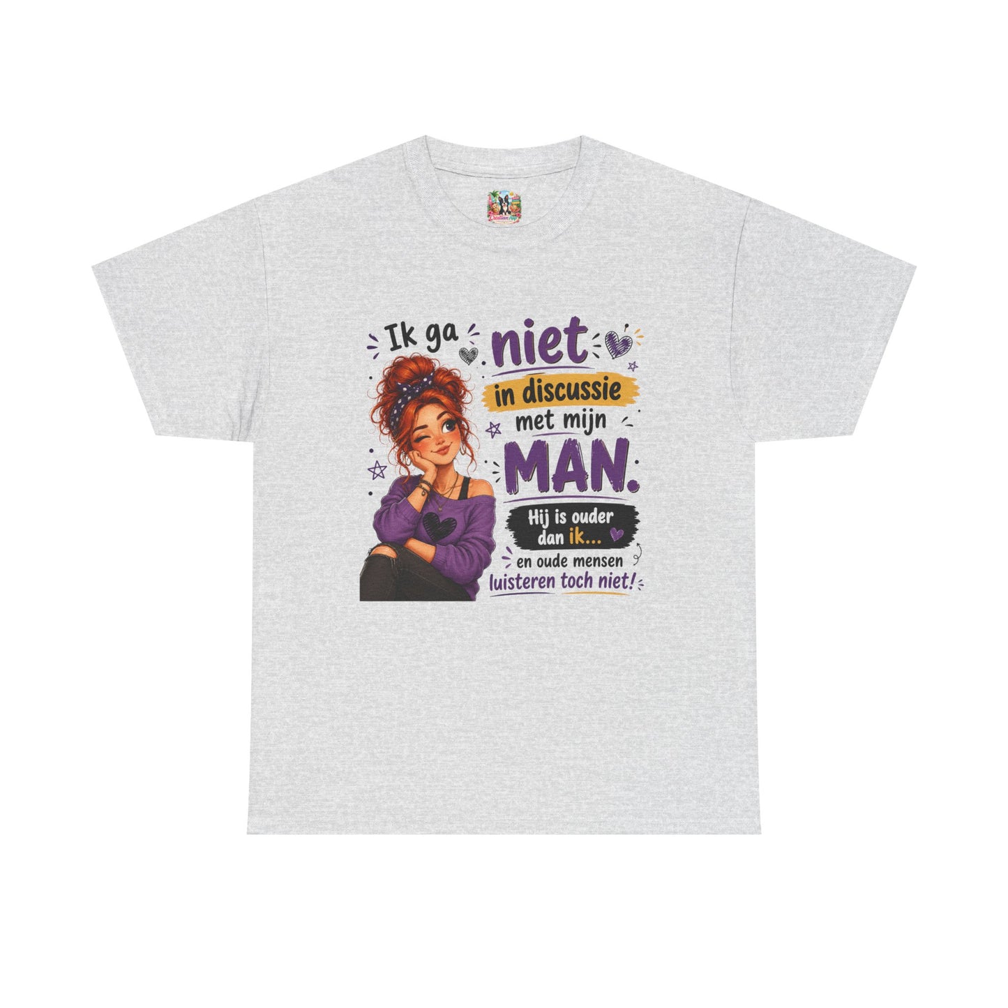 Ik ga niet in discussie met mijn man – Grappig Uniseks Humor T-shirt