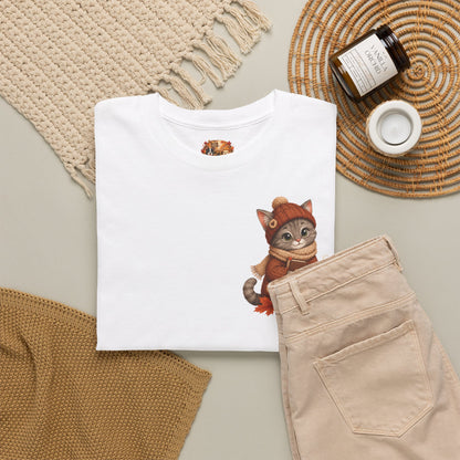 Shelby Cozy Reading Café Herfst T-Shirt – Unisex Dubbelzijdig Bedrukt | Cozy Kat Shirt | Gildan 5000