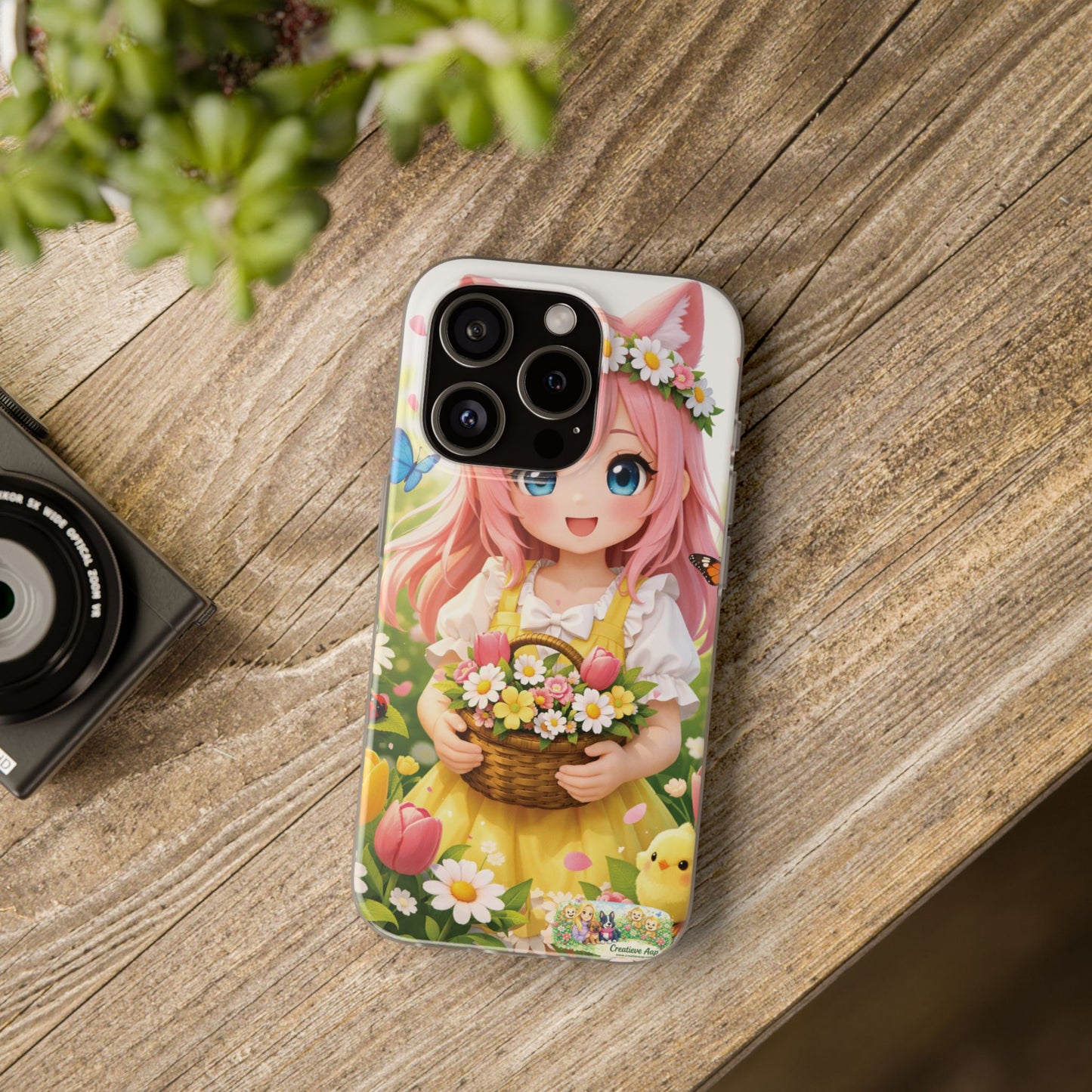 Lente Girl Telefoonhoesje – Kawaii Anime Bloemen Design – Transparante Flexi Case – iPhone & Samsung Galaxy – Creatieve Aap Lente 2026
