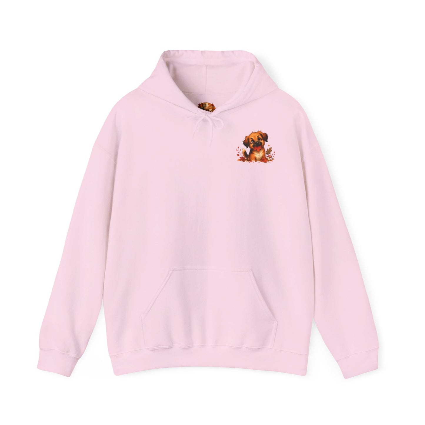 Novi Leaf Chaser Puppy Hoodie – Unisex Herfst Hoodie | Speelse Puppy Design | Gildan 18500