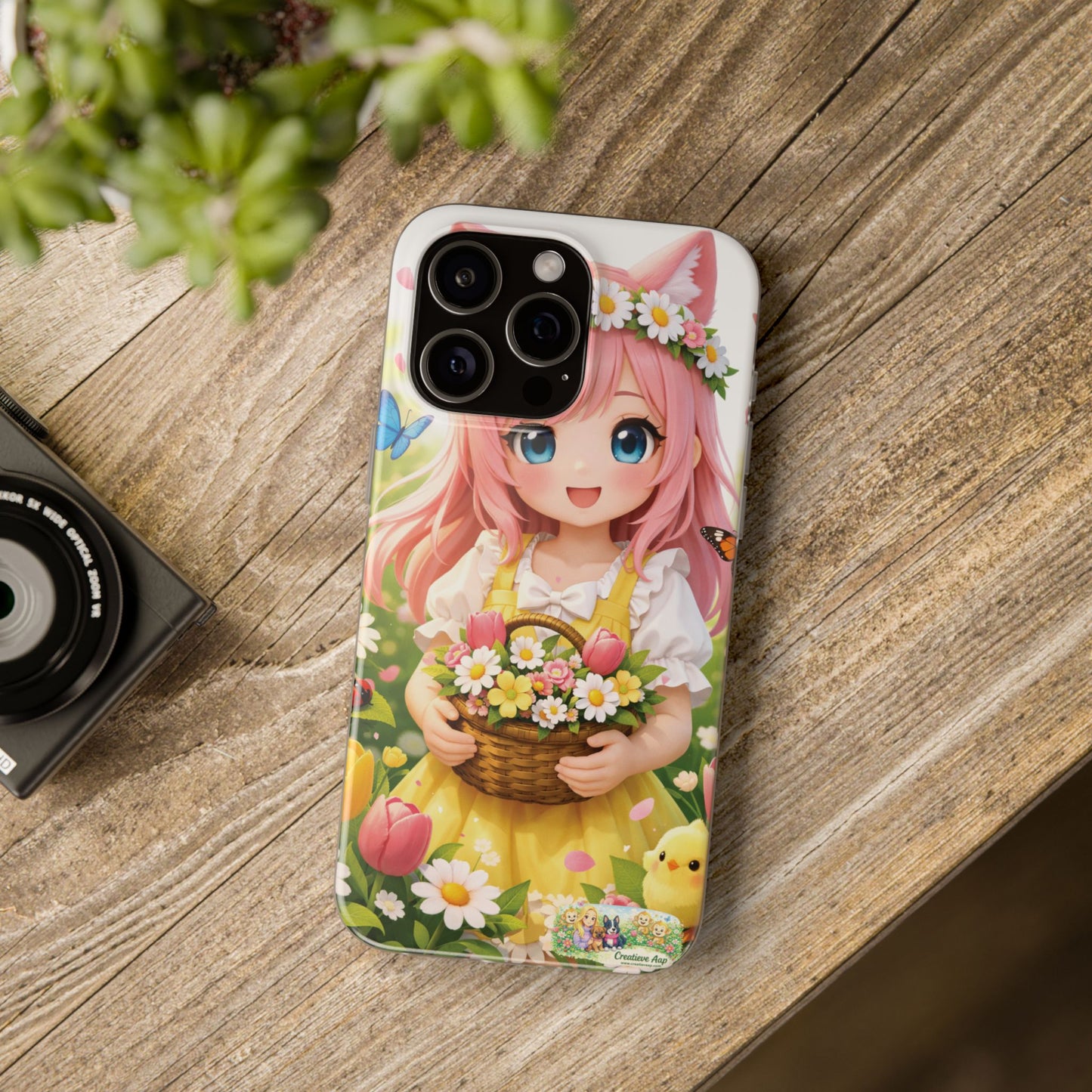 Lente Girl Telefoonhoesje – Kawaii Anime Bloemen Design – Transparante Flexi Case – iPhone & Samsung Galaxy – Creatieve Aap Lente 2026