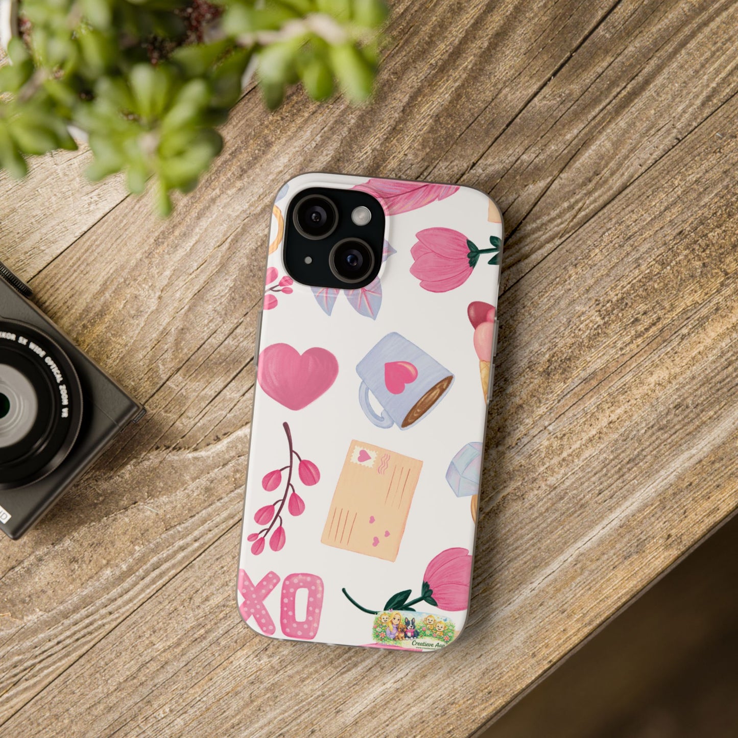 XO Telefoonhoesje – Hartjes & Lieve Post Illustratie – Transparante Flexi Case – iPhone & Samsung Galaxy
