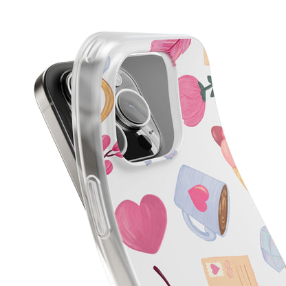 XO Telefoonhoesje – Hartjes & Lieve Post Illustratie – Transparante Flexi Case – iPhone & Samsung Galaxy