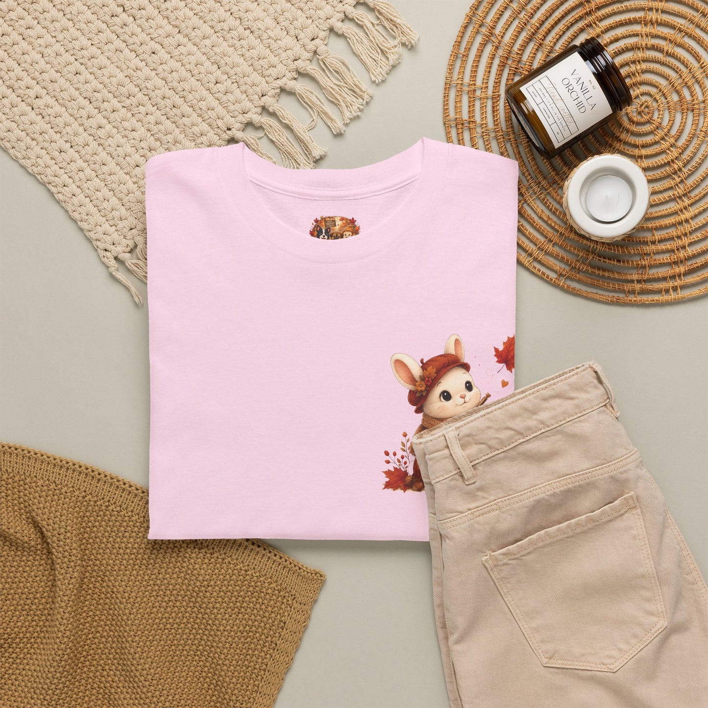 Maggie Cozy Planning Herfst T-Shirt – Dubbelzijdig Bedrukt | Unisex Heavy Cotton Shirt | Herfst Konijn