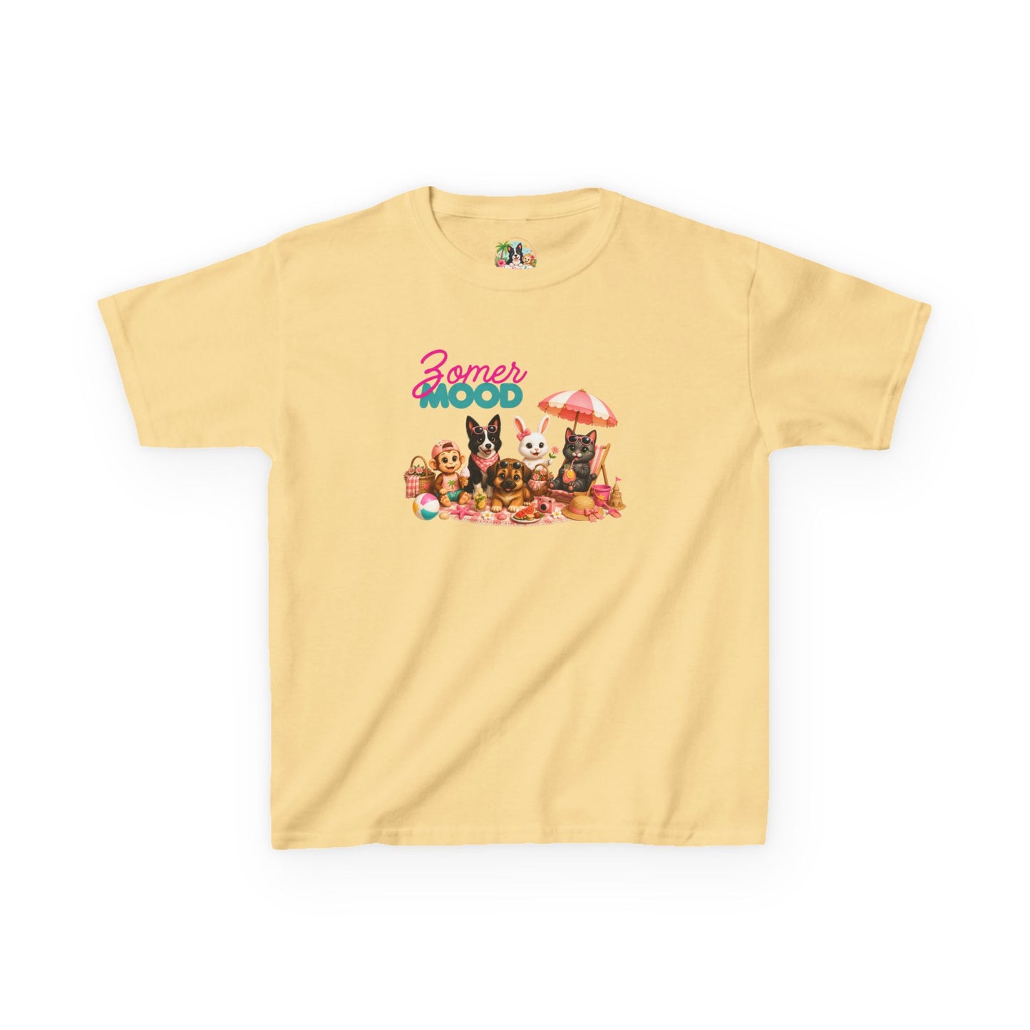 Zomer Mood Kinder T-Shirt – Creatieve Aap Karakters Zomer Shirt voor Kinderen