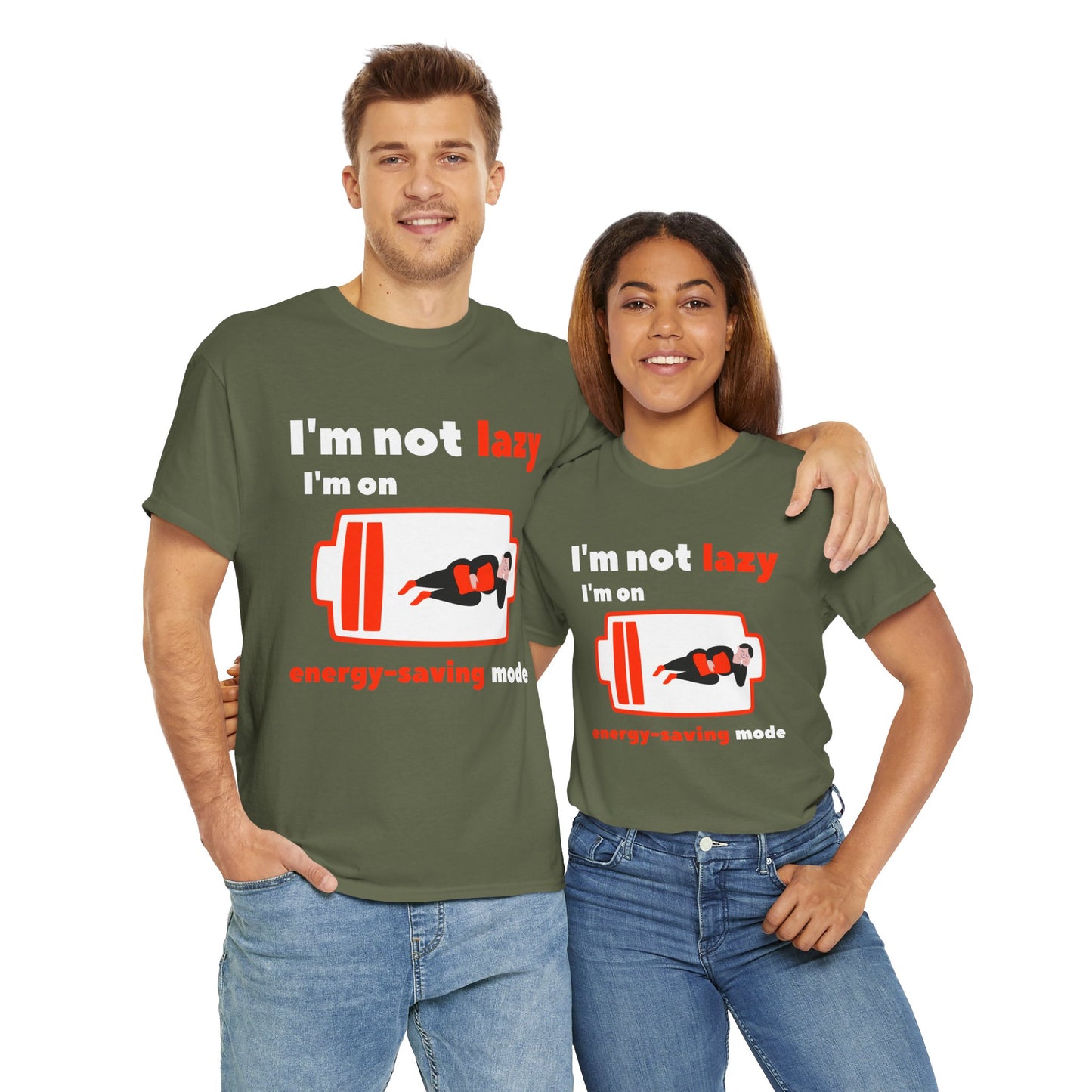 Unisex Heavy Cotton Tee – I’m Not Lazy, I’m on Energy-Saving Mode