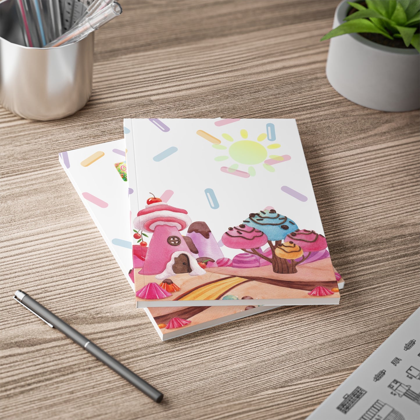 Kawaii Snoepwereld A5 Notitieboek – Zoete Fantasiewereld – Gelinieerd – 150 Pagina's