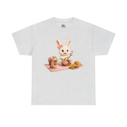Maggie Zomer T-Shirt Volwassenen – Kawaii Konijn Picknick Shirt | Creatieve Aap