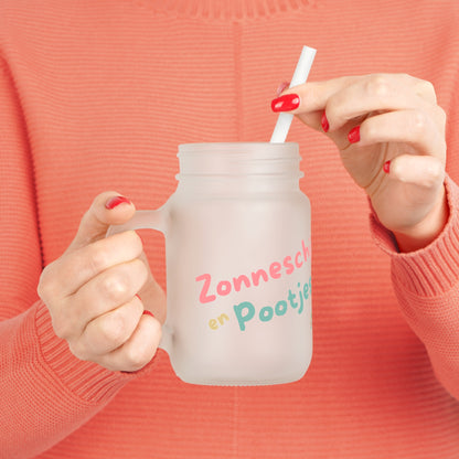 Zonneschijn en Pootjes Mason Jar met Rietje – Novi Zomer Drinkglas 350 ml