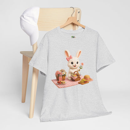 Maggie Zomer T-Shirt Volwassenen – Kawaii Konijn Picknick Shirt | Creatieve Aap