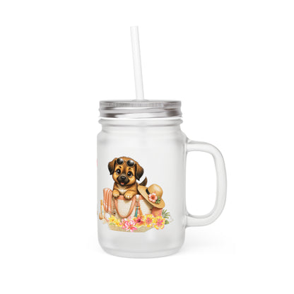 Zonneschijn en Pootjes Mason Jar met Rietje – Novi Zomer Drinkglas 350 ml