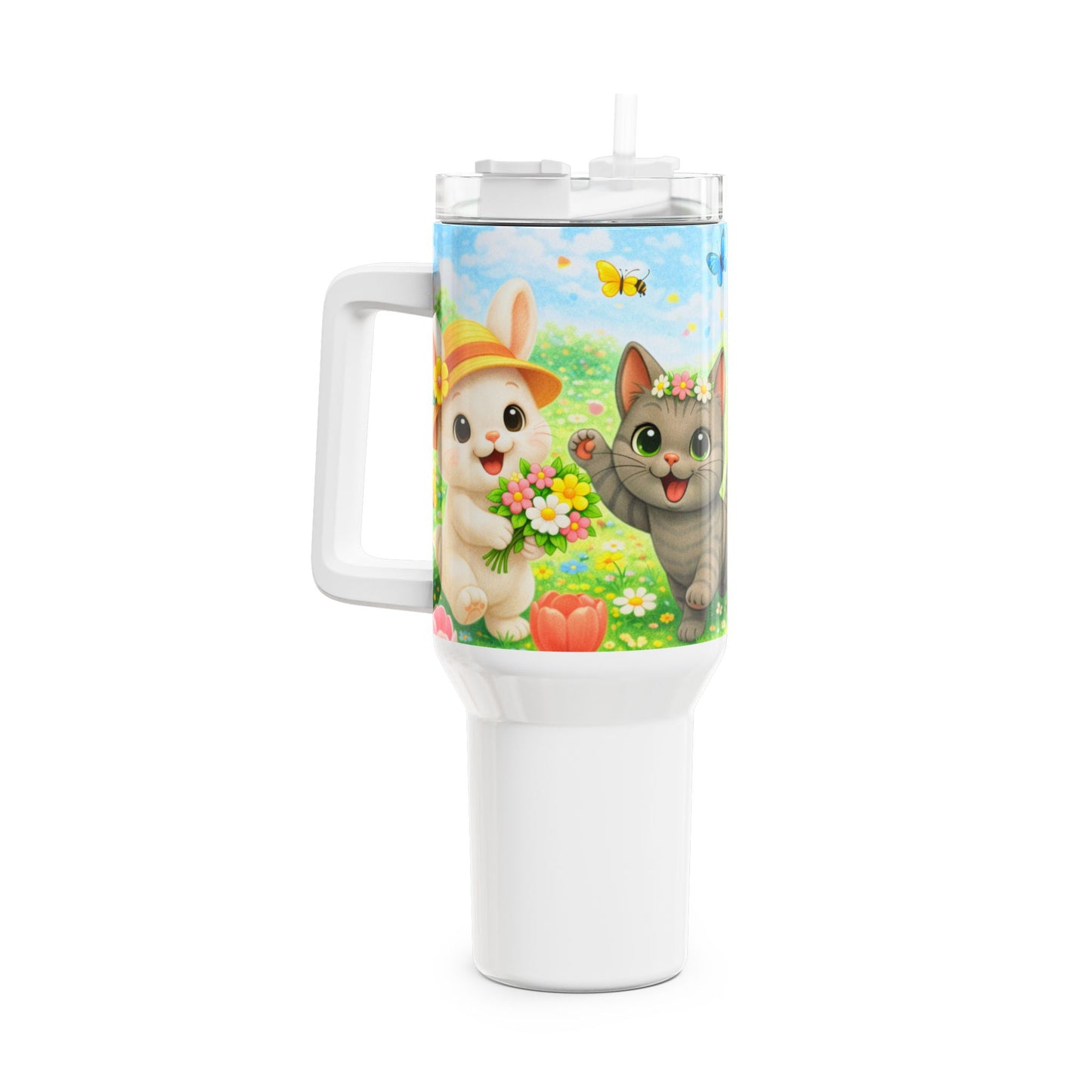 Lente Tumbler 1200 ML – Nikita, Shelby & Maggie – RVS Thermobeker met Handvat en Deksel