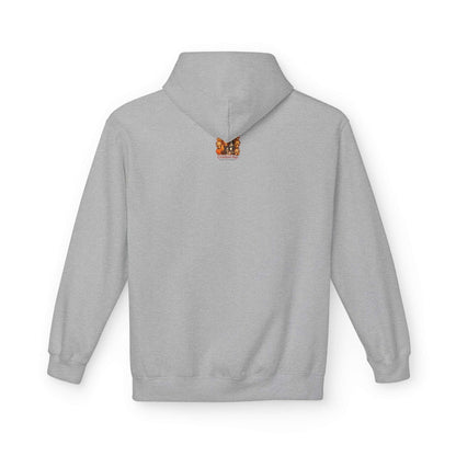 Hoodie Amsterdammer Sport Grey achterkant met capuchon en rand logo Creatieve Aap klein