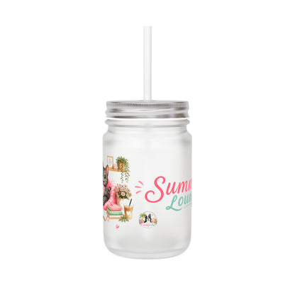 Summer Lounge Shelby Mason Jar met Rietje – Creatieve Aap Drinkglas 350 ml