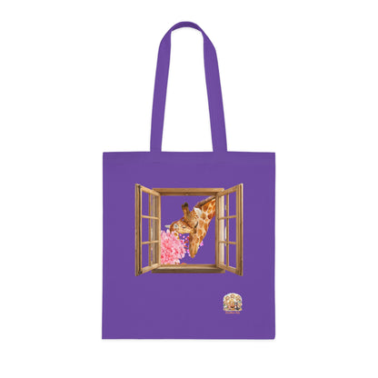 Giraffe Lente Tote Bag – Katoenen Shopper met Bloemen | Lavender & White | Lente 2026