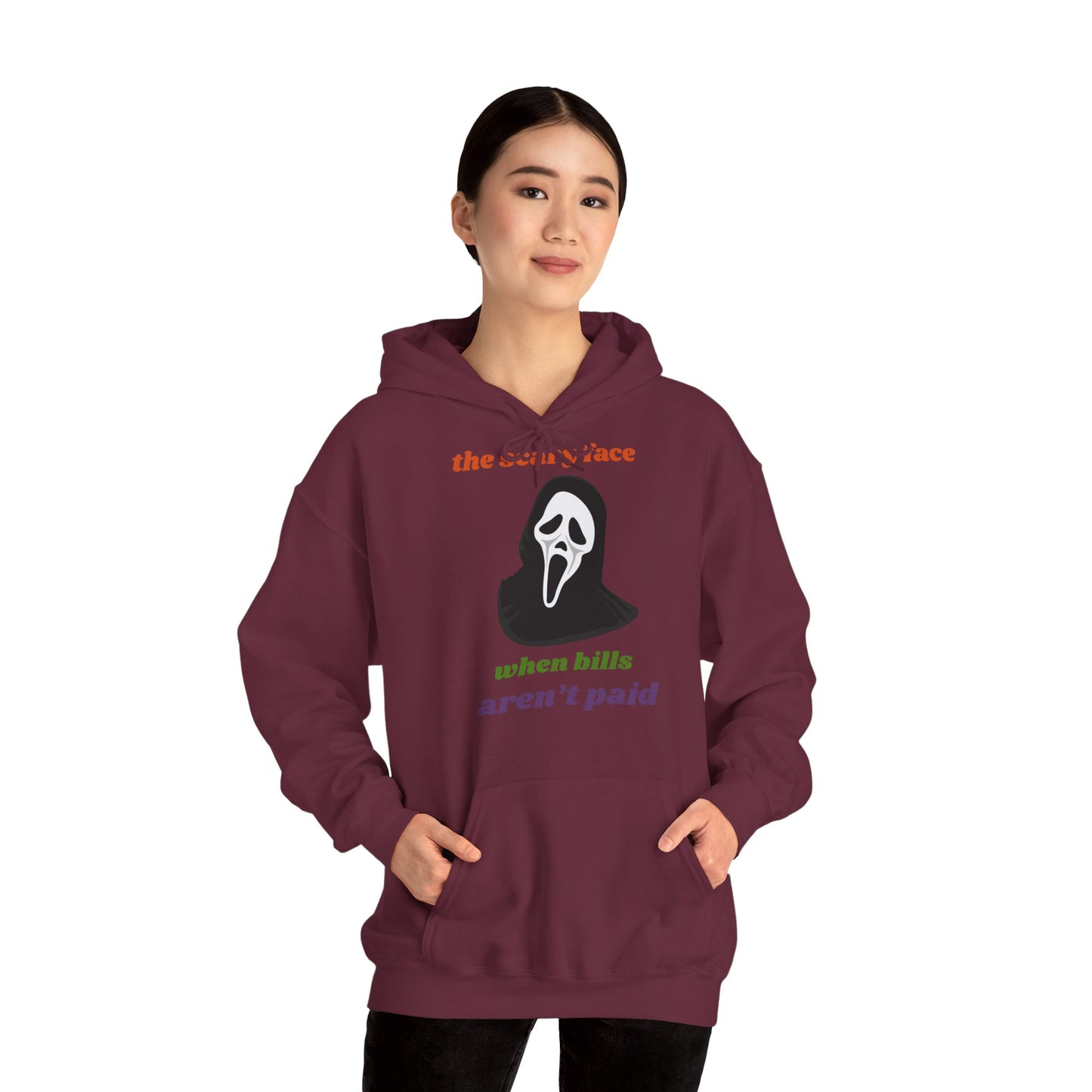 Unisex Heavy Blend™ Hooded Sweatshirt – The Scary Face When Bills Aren’t Paid Hoodie