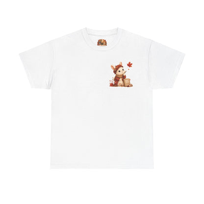 Maggie Cozy Planning Herfst T-Shirt – Dubbelzijdig Bedrukt | Unisex Heavy Cotton Shirt | Herfst Konijn