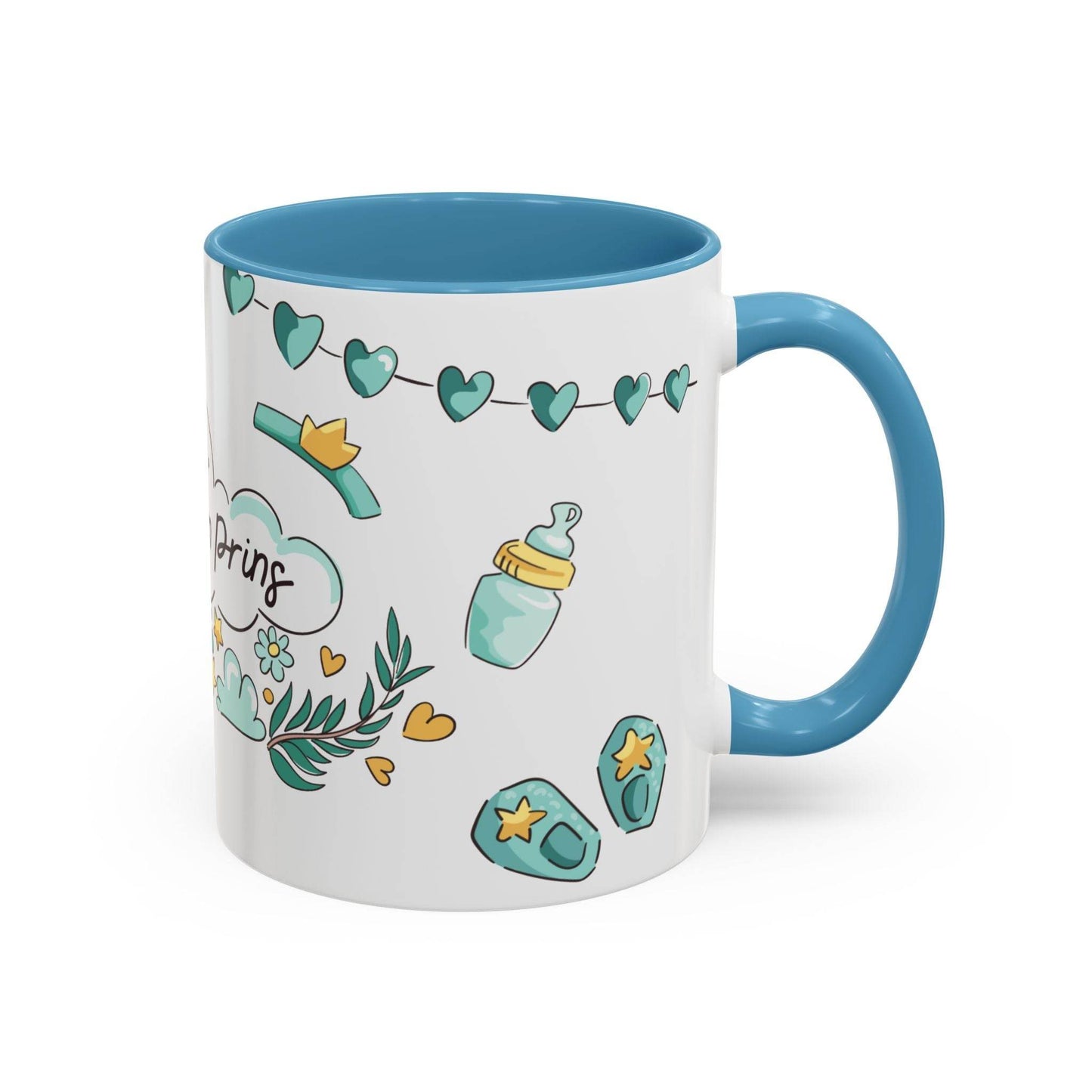 Geboorte Mok – Het is een Prins – Keramische Mok 330 ml – Blauwe Binnenkant - Creatieve Aap