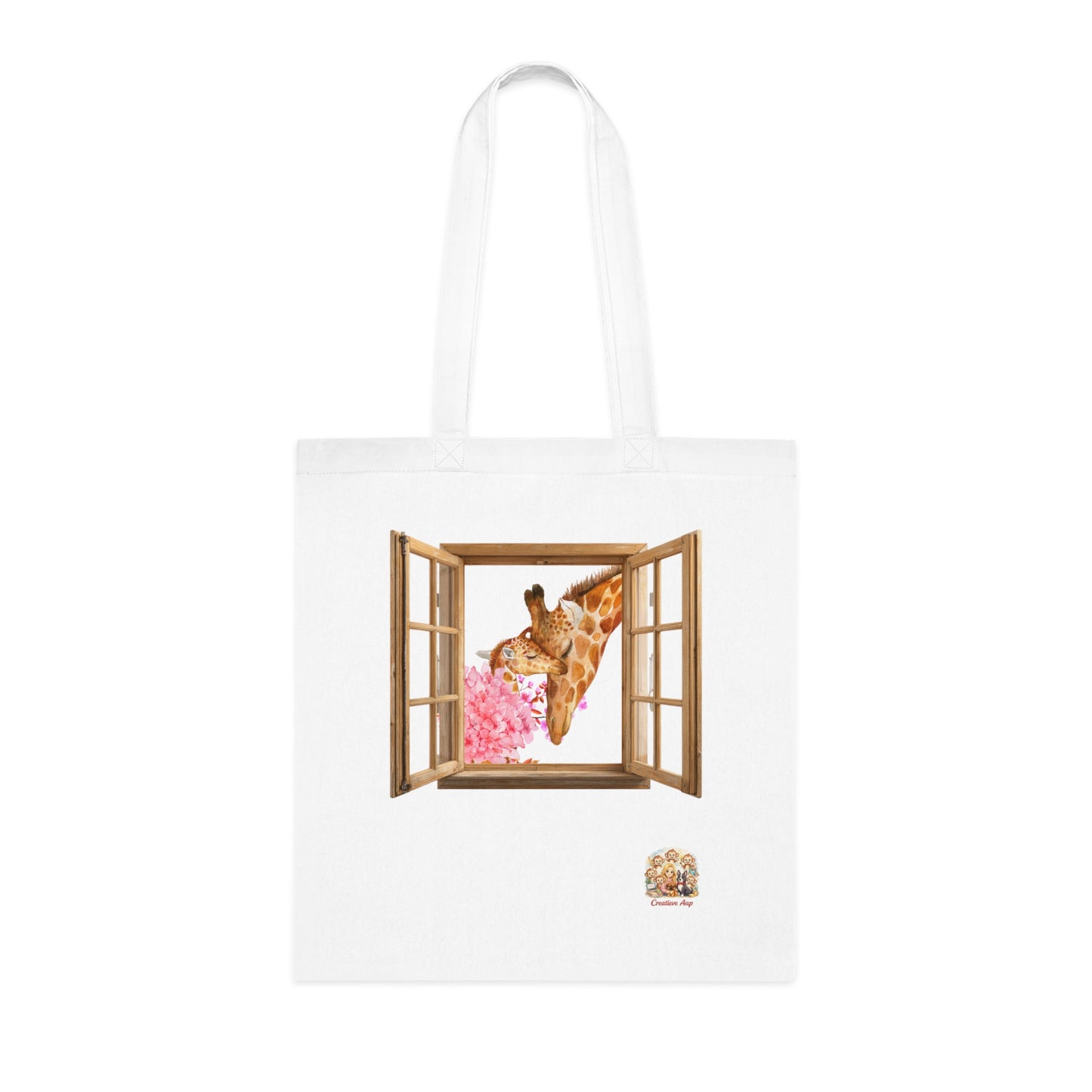 Giraffe Lente Tote Bag – Katoenen Shopper met Bloemen | Lavender & White | Lente 2026