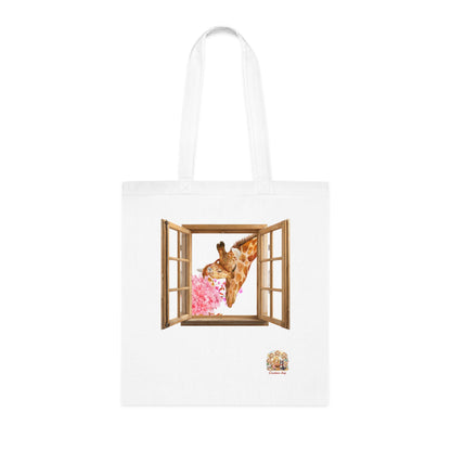 Giraffe Lente Tote Bag – Katoenen Shopper met Bloemen | Lavender & White | Lente 2026
