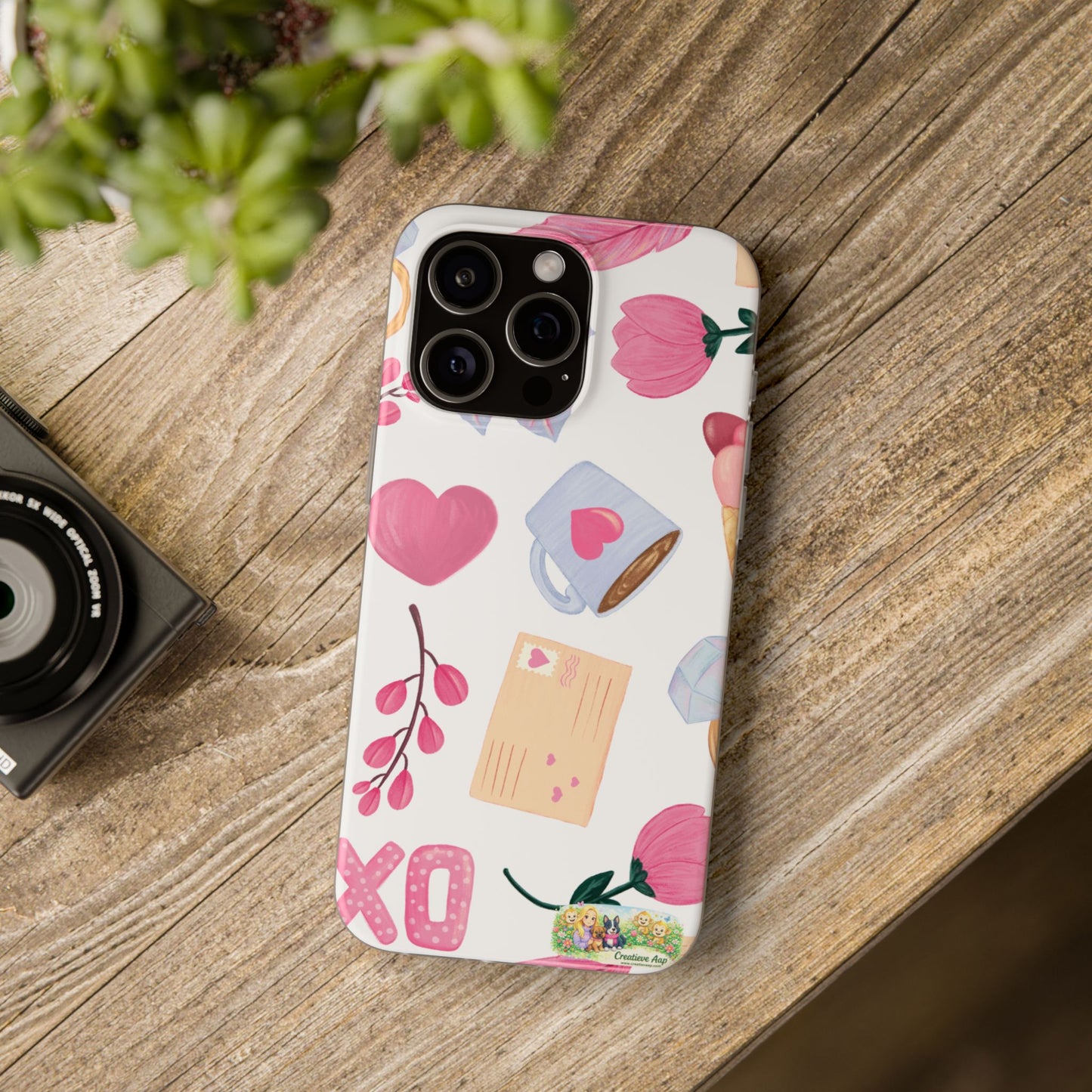 XO Telefoonhoesje – Hartjes & Lieve Post Illustratie – Transparante Flexi Case – iPhone & Samsung Galaxy