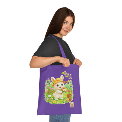Tote Bag Maggie Lente – Katoenen Tas met Konijn & Bloemen | Lavender & Lime | Creatieve Aap