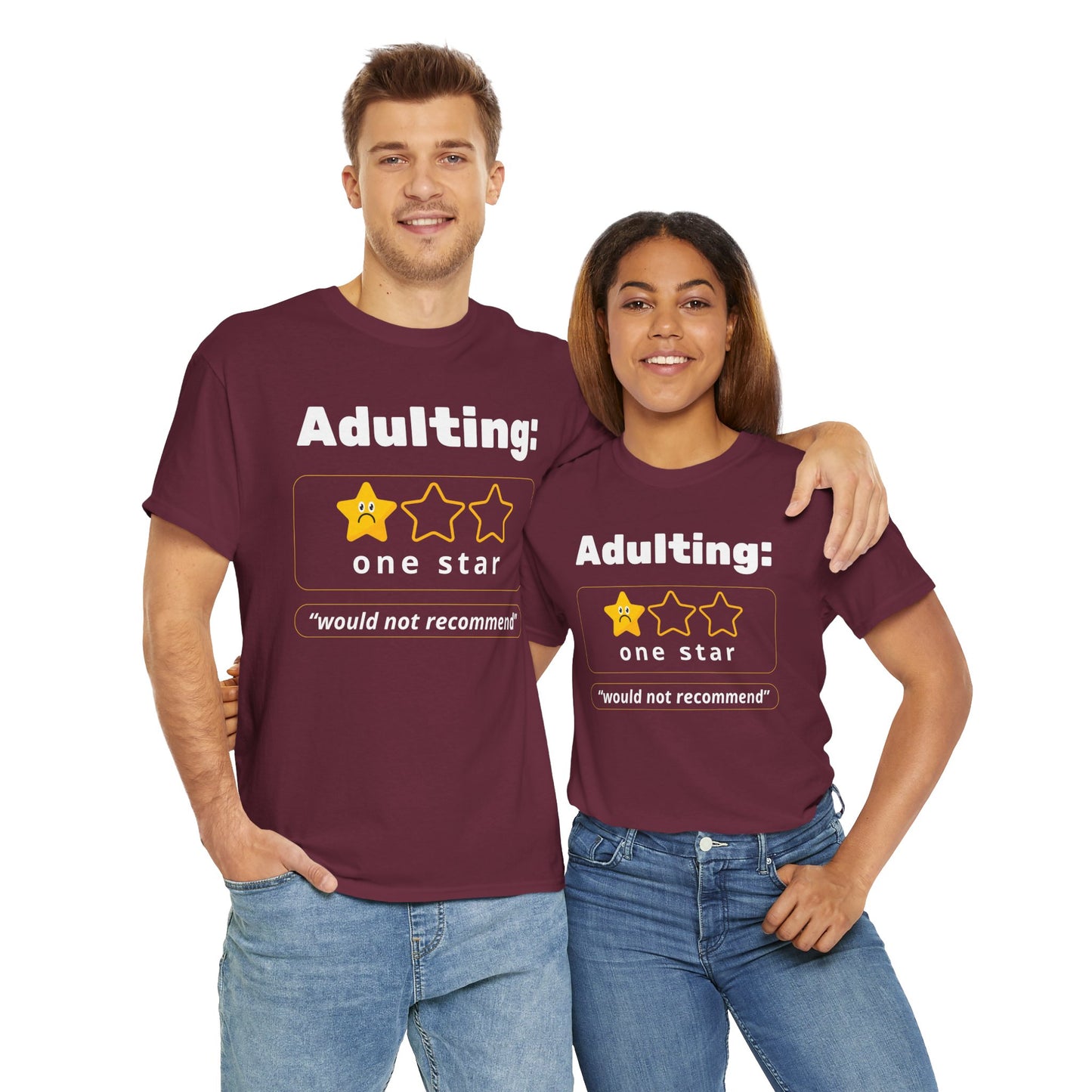 Unisex Heavy Cotton Tee – Adulting: One Star (Would Not Recommend)