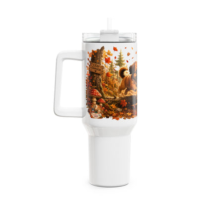 Novi Leaf Chaser Herfst Tumbler 1,18 Liter | Dubbelwandige RVS Thermobeker met Rietje | Creatieve Aap