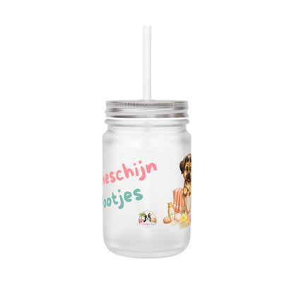 Zonneschijn en Pootjes Mason Jar met Rietje – Novi Zomer Drinkglas 350 ml
