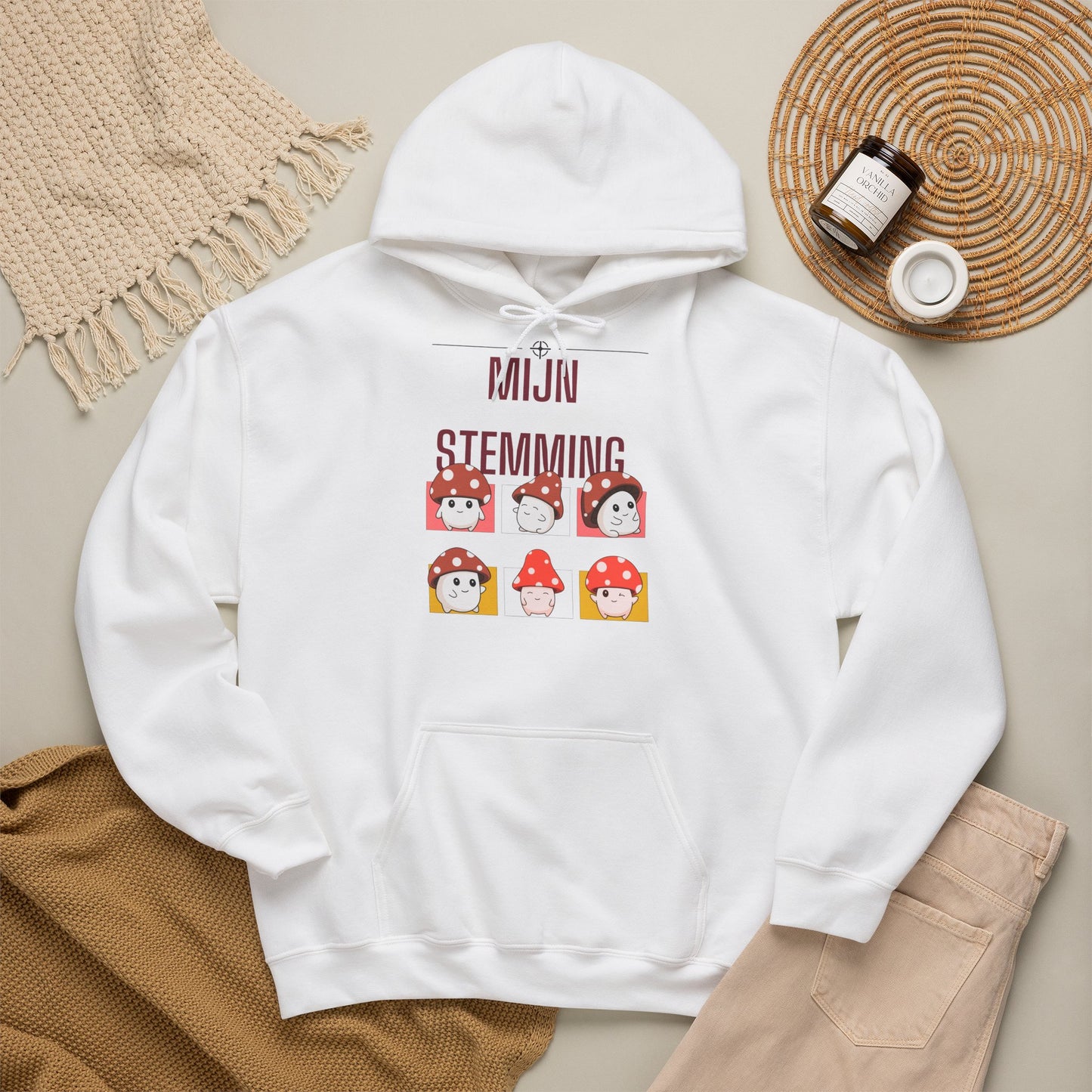 Mijn Stemming Hoodie – Unisex Herfst Hoodie | Kawaii Paddenstoel Hoodie | Gildan 18500