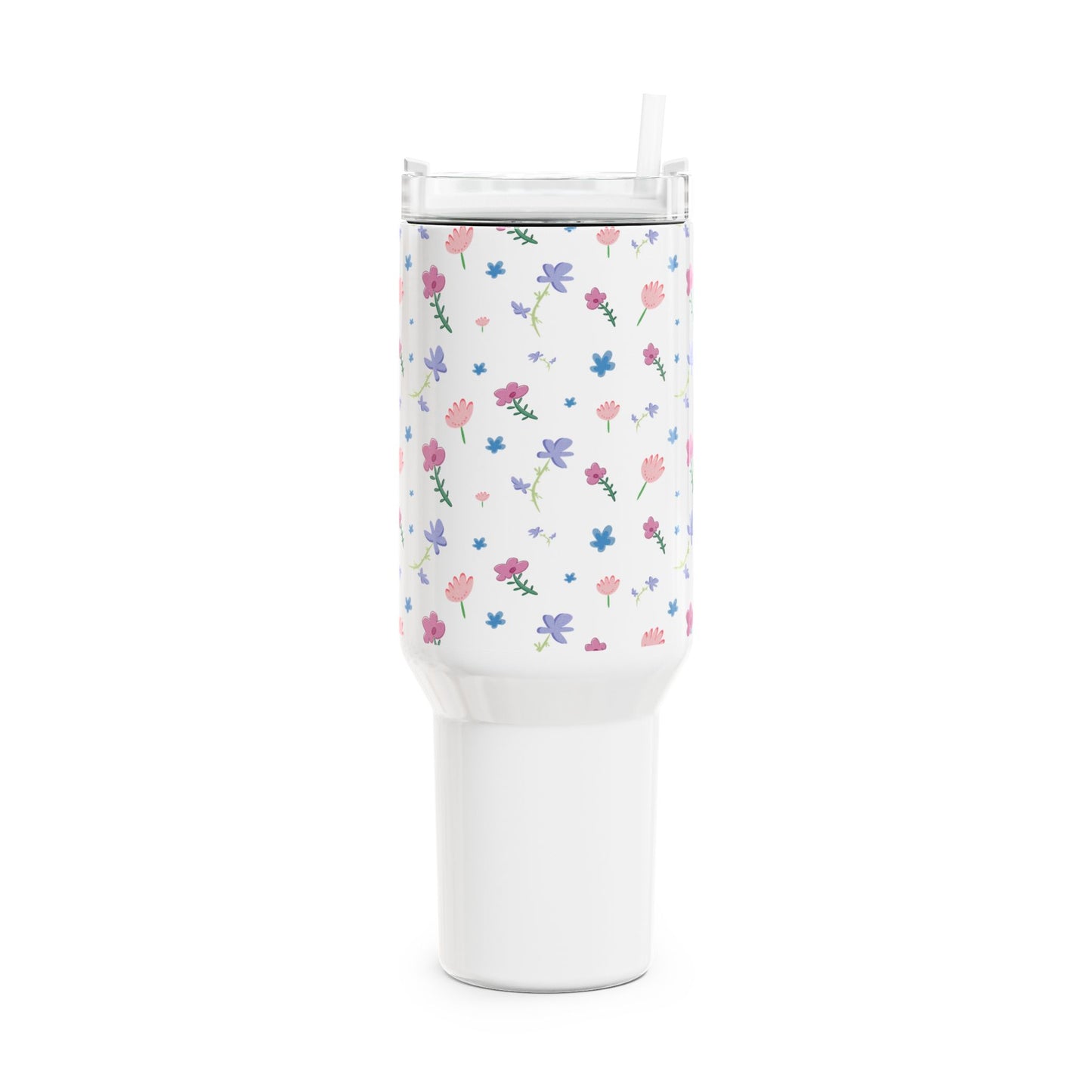 Fleurige Bloemen Tumbler 1200 ML – RVS Thermosbeker met Handvat – Dubbelwandig Geïsoleerd – Lente Collectie Creatieve Aap