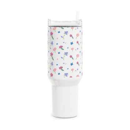 Fleurige Bloemen Tumbler 1200 ML – RVS Thermosbeker met Handvat – Dubbelwandig Geïsoleerd – Lente Collectie Creatieve Aap