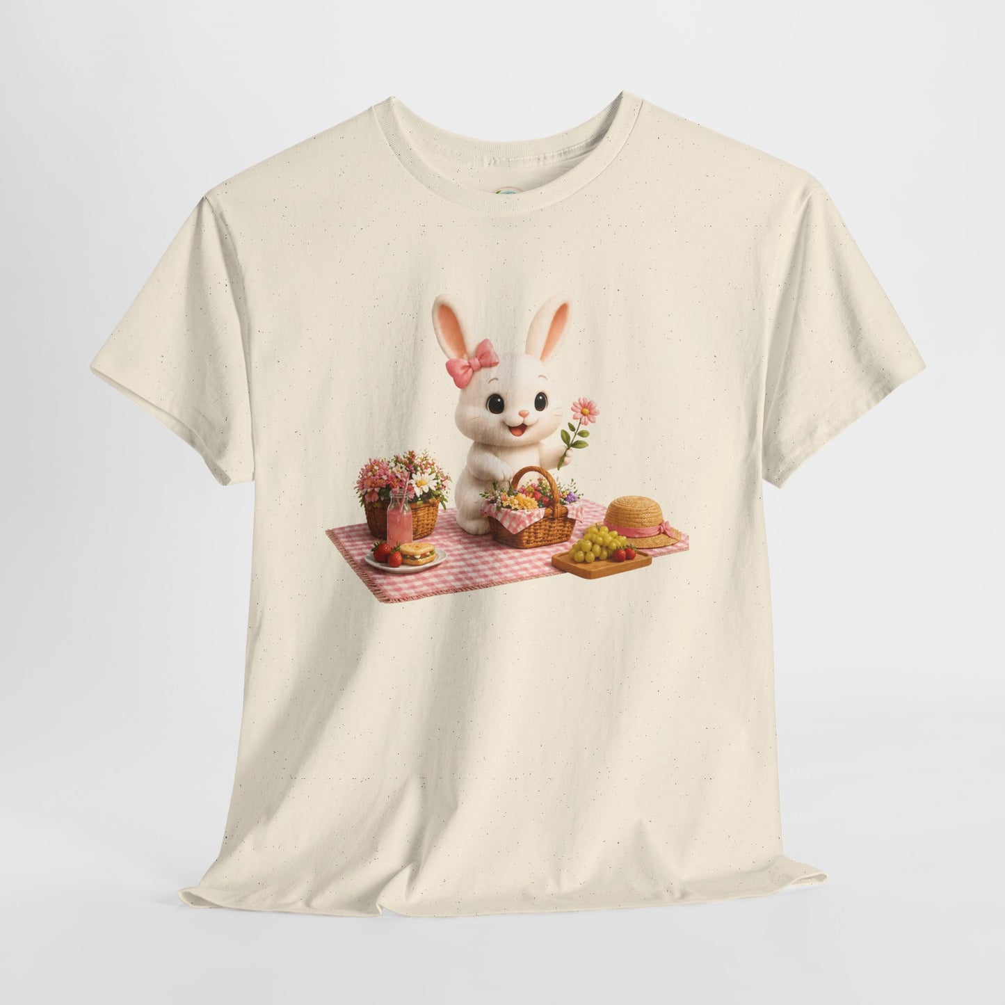 Maggie Zomer T-Shirt Volwassenen – Kawaii Konijn Picknick Shirt | Creatieve Aap