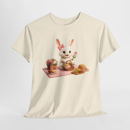 Maggie Zomer T-Shirt Volwassenen – Kawaii Konijn Picknick Shirt | Creatieve Aap