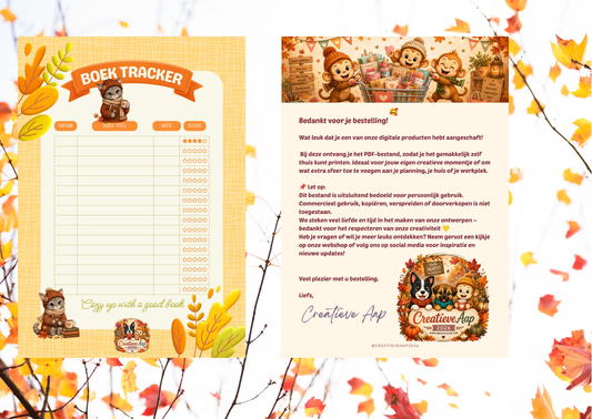 Boek Tracker Herfst PDF | A4 Printable Leeslogboek | Book Tracker | Direct Download | Creatieve Aap