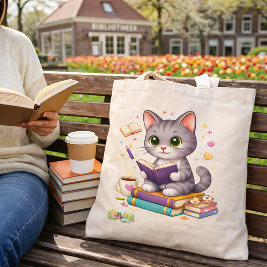 Canvas Tote Bag Shelby – Boekenliefhebber Tas | Creatieve Aap