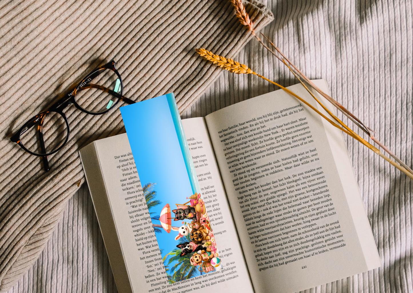 Zomer Mood Boekenlegger – Handgemaakt – 5,5 x 15 cm