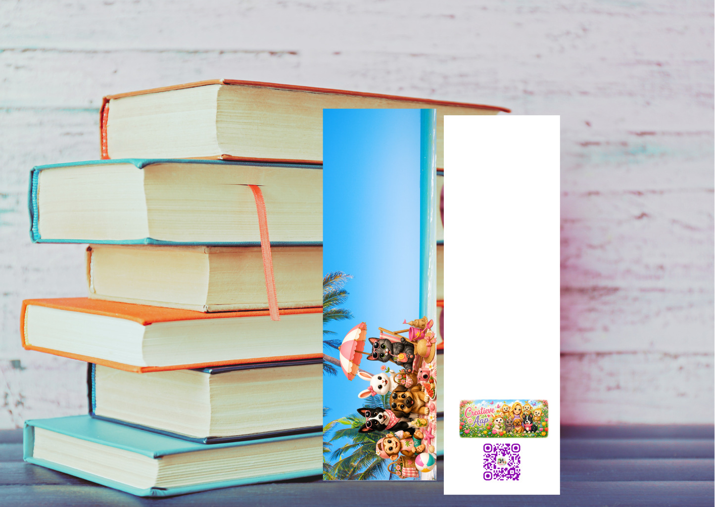 Zomer Mood Boekenlegger – Handgemaakt – 5,5 x 15 cm